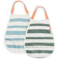 Done by Deer Lot de 2 Bavoirs Elastiques - Rayures Bleu et Vert