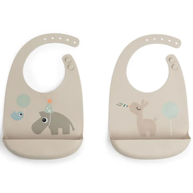 Done by Deer Lot de 2 Bavoirs Silicone - Celebration Sable