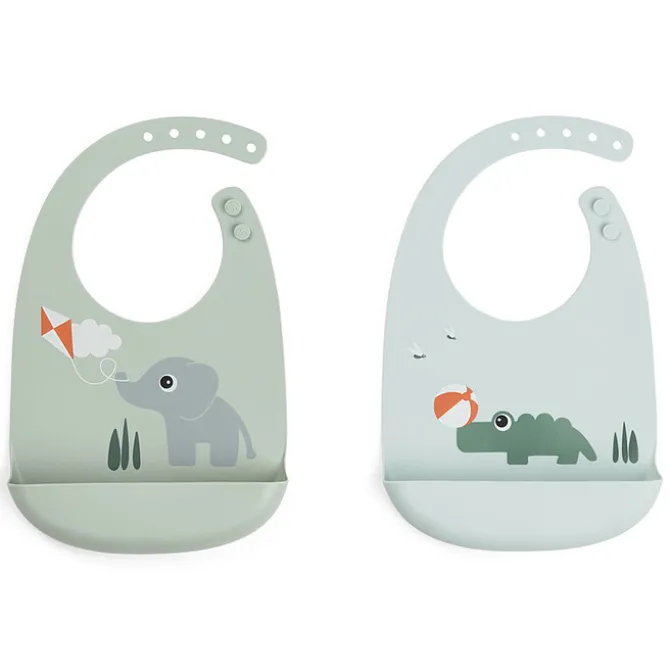 Done by Deer Lot de 2 Bavoirs Silicone - Playground Multicolore