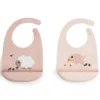 Done by Deer Lot de 2 Bavoirs Silicone - Tiny Farm Rose