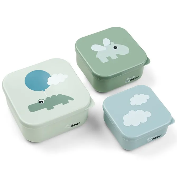 Done by Deer Lot de 3 Boîtes à Goûter Gigognes - Happy Clouds Vert