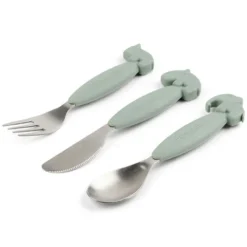Done by Deer Lot de 3 Couverts Easy Grip - Deer Friends Vert