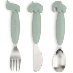 Done by Deer Lot de 3 Couverts Easy Grip - Deer Friends Vert