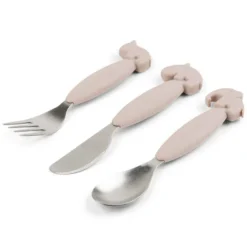 Done by Deer Lot de 3 Couverts Easy Grip - Deer Friends Rose