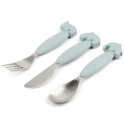 Done by Deer Lot de 3 Couverts Easy Grip - Deer Friends Bleu