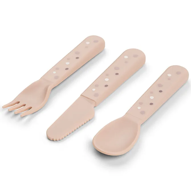 Done by Deer Lot de 3 Couverts Foodie - Happy Dots Rose