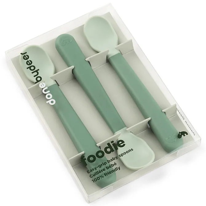 Done by Deer Lot de 3 Cuillères Easy Grip Foodie - Vert