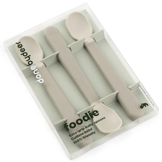 Done by Deer Lot de 3 Cuillères Easy Grip Foodie - Sable