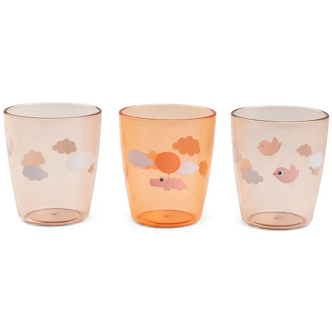 Done by Deer Lot de 3 Mini Verres Yummy Happy Clouds Papaye - 120 ml