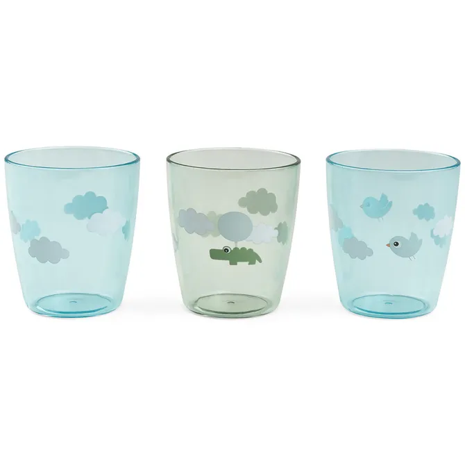 Done by Deer Lot de 3 Mini Verres Yummy Happy Clouds Vert - 120 ml