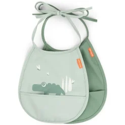 Done by Deer Lot de 2 Petits Bavoirs - Croco Vert