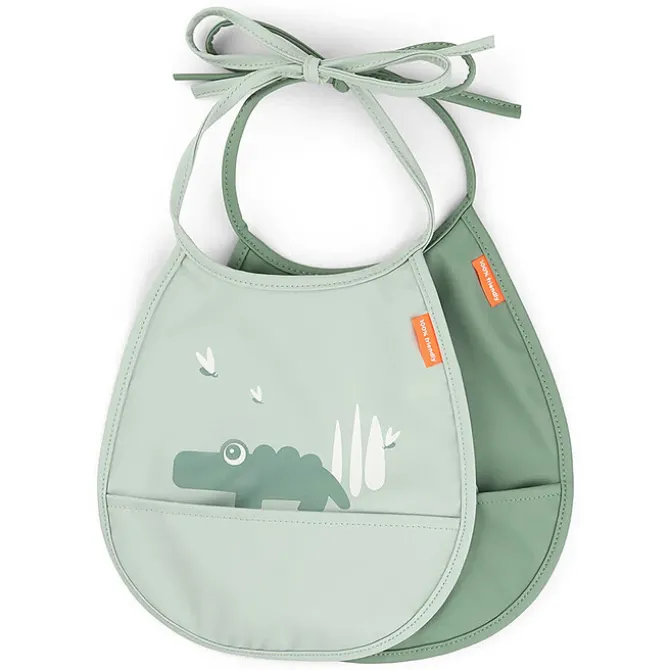 Done by Deer Lot de 2 Petits Bavoirs - Croco Vert