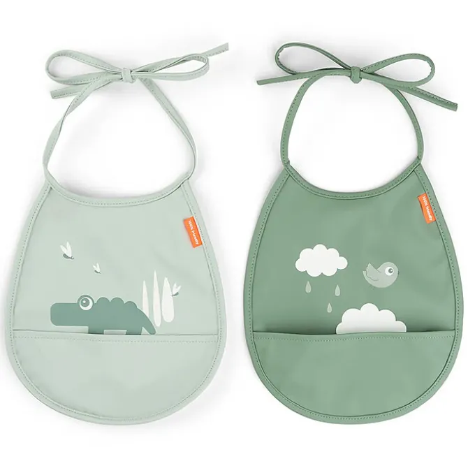 Done by Deer Lot de 2 Petits Bavoirs - Croco Vert