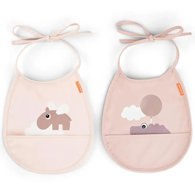 Done by Deer Lot de 2 Petits Bavoirs - Happy Clouds Rose