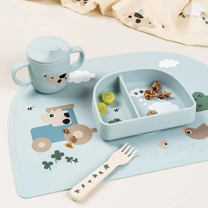 Done by Deer Tasse d'Apprentissage Tiny Farm Bleu - 120 ml