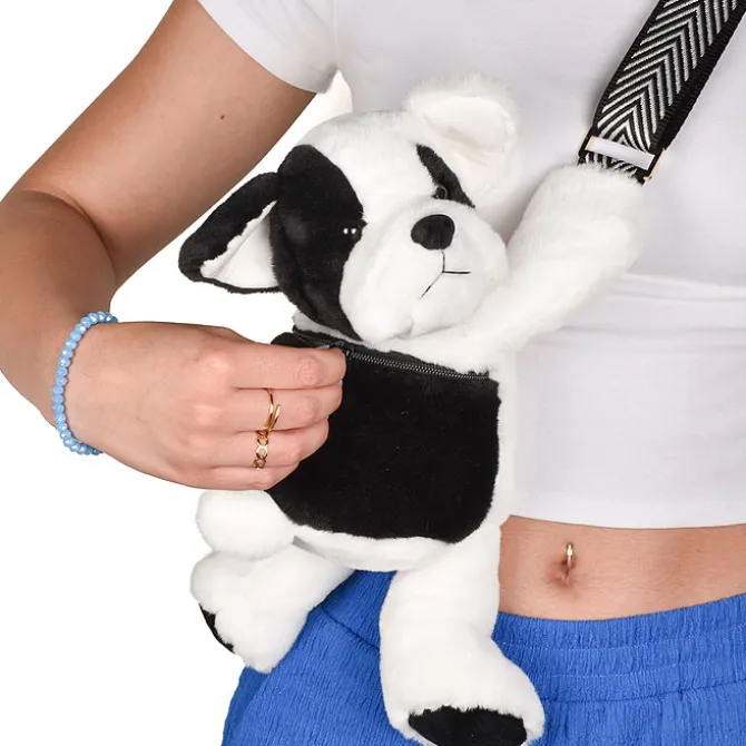 Doudou et Compagnie Sac Doudou Bandoulière - Chien Noir et Blanc