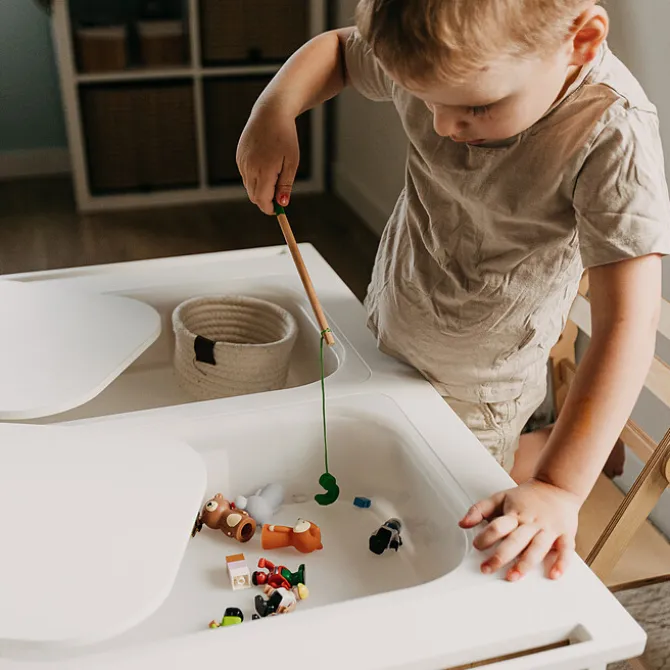 Duck Woodworks Table de Jeux Sensorielle - Blanc