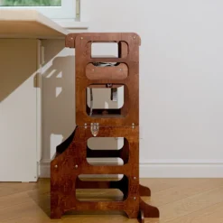 Duck Woodworks Tour de Cuisine Pliable en Bouleau Avec Kit Chaise Haute - Miel