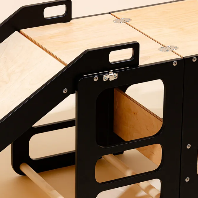 Duck Woodworks Tour de Cuisine Pliable en Bouleau avec Toboggan - Noir