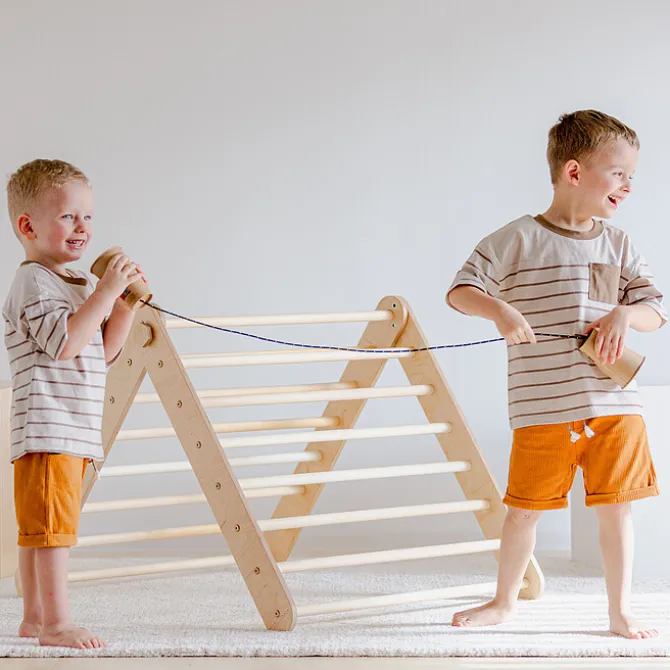 Duck Woodworks Triangle d'Escalade avec Toboggan - Naturel