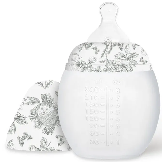 Elhée Biberon BibRond Toile de Jouy Gris - 240 ml