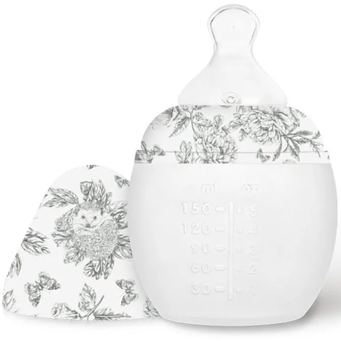 Elhée Biberon BibRond Toile de Jouy Gris - 150 ml
