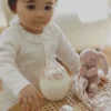 Elhée Coffret Biberon BibRond 150 ml et Doudou - Toile de Jouy Terracotta