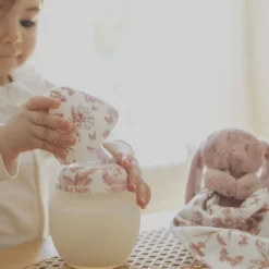 Elhée Coffret Biberon BibRond 150 ml et Doudou - Toile de Jouy Terracotta