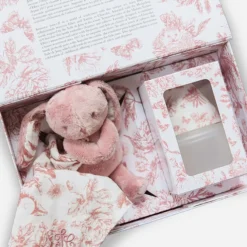 Elhée Coffret Biberon BibRond 150 ml et Doudou - Toile de Jouy Terracotta
