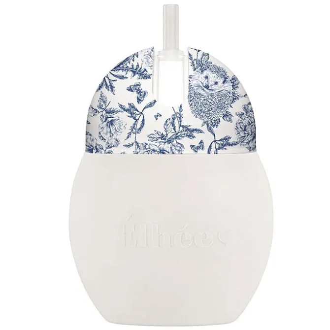 Elhée Tasse avec Paille Lestée Coconut Toile de Jouy Bleu - 240 ml