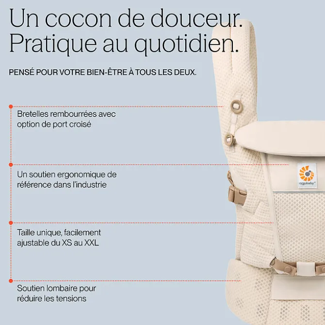 Ergobaby Porte-bébé Adapt SoftFlex Mesh - Gris Perle