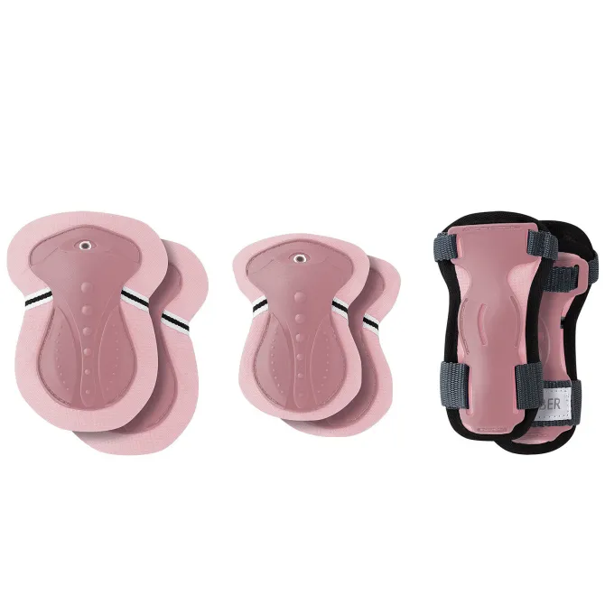 Globber Lot de 3 Protections Junior Coudes Genoux et Poignets Rose Pastel - XXS
