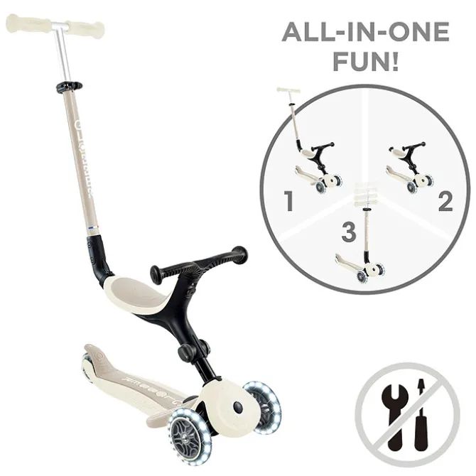 Globber Trottinette Evolutive Go Up Active Lights Ecologic - Noix de Coco
