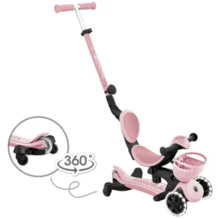 Globber Trottinette Evolutive Go Up Baby 360 Lights - Rose Pastel