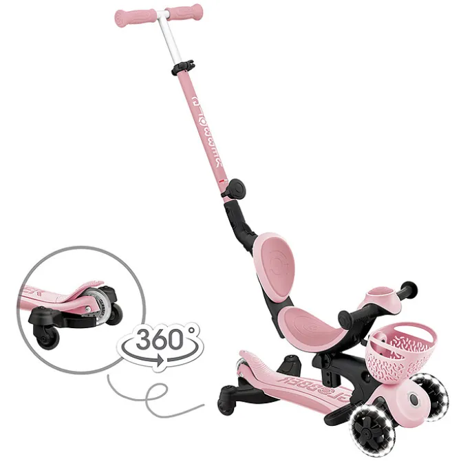 Globber Trottinette Evolutive Go Up Baby 360 Lights - Rose Pastel
