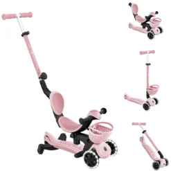 Globber Trottinette Evolutive Go Up Baby 360 Lights - Rose Pastel