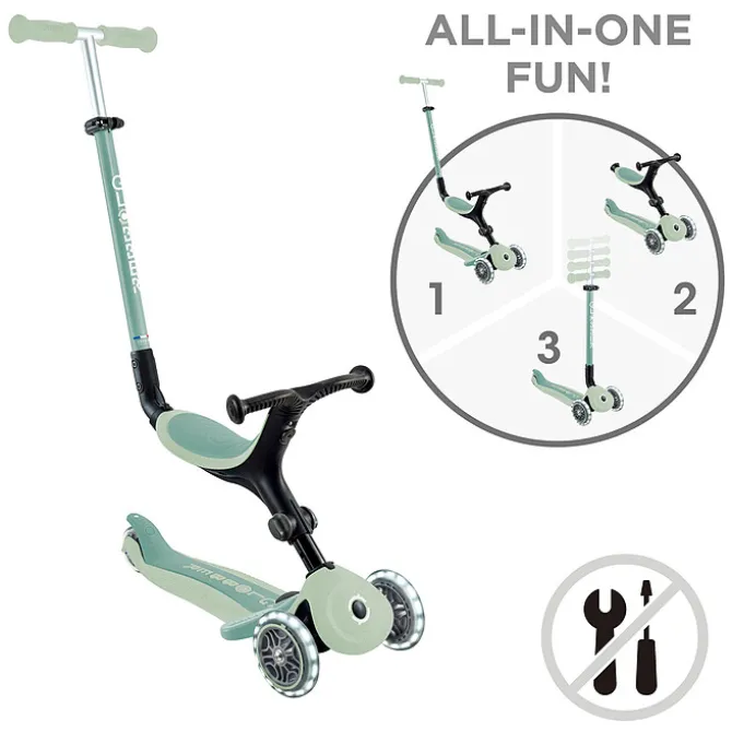 Globber Trottinette Evolutive Go Up Active Lights Ecologic - Pistache