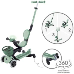 Globber Trottinette Evolutive Go Up Baby 360 Lights - Sauge