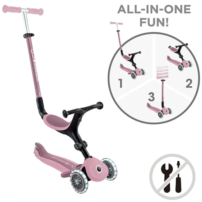Globber Trottinette Evolutive Go Up Active Lights Ecologic - Framboise