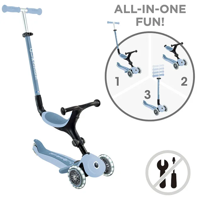 Globber Trottinette Evolutive Go Up Active Lights Ecologic - Myrtille