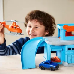Green Toys Garage Hélicoptère et ses 2 véhicules