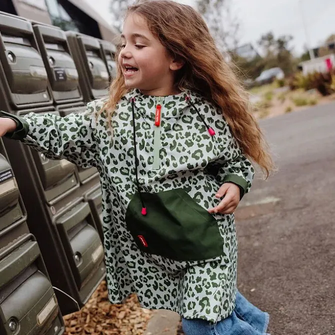 Hello Hossy Poncho de Pluie Green Leopard - 4/6 Ans