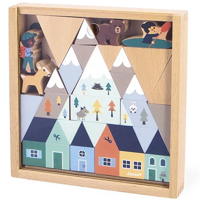 Janod Lot de 35 Cubes Vallée Blanche - Cross Roads
