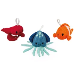 Janod Lot de 3 Eponges de Bain Animaux Marins