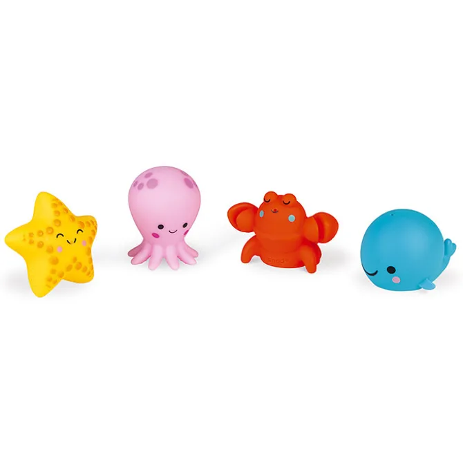 Janod Lot de 4 Gicleurs de Bain - Les Animaux de la Mer