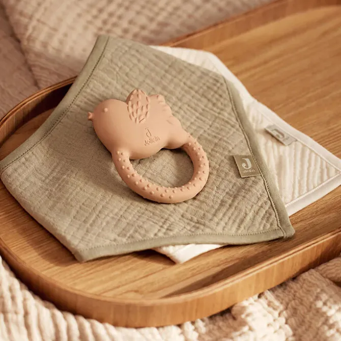 Jollein Lot de 2 Bavoirs Bandana Gaze de Coton - Olive Green & Oatmeal
