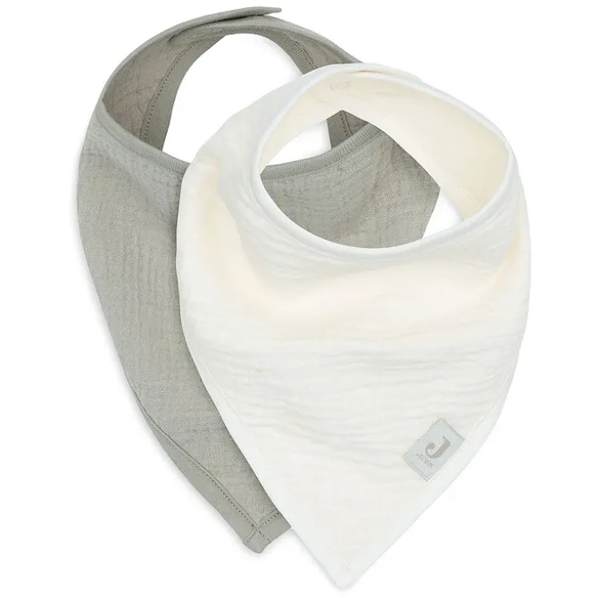 Jollein Lot de 2 Bavoirs Bandana Gaze de Coton - Olive Green & Oatmeal