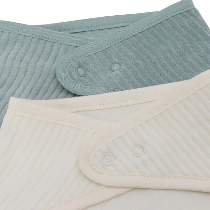 Jollein Lot de 2 Bavoirs Bandana Velvet Rib - Sea Green & Ivory