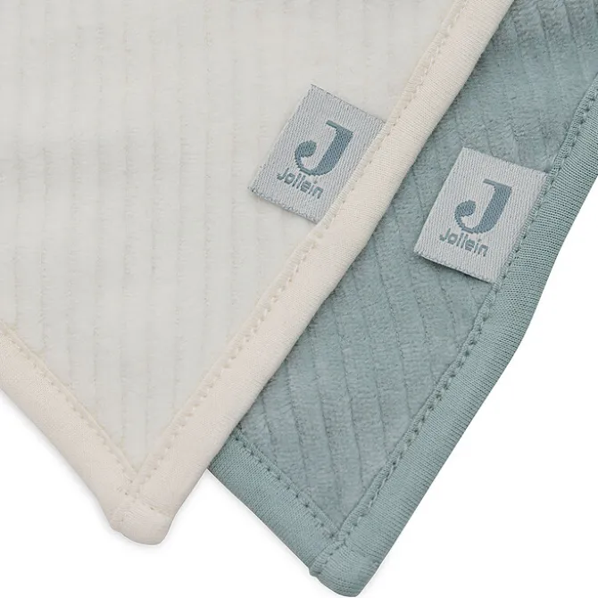 Jollein Lot de 2 Bavoirs Bandana Velvet Rib - Sea Green & Ivory