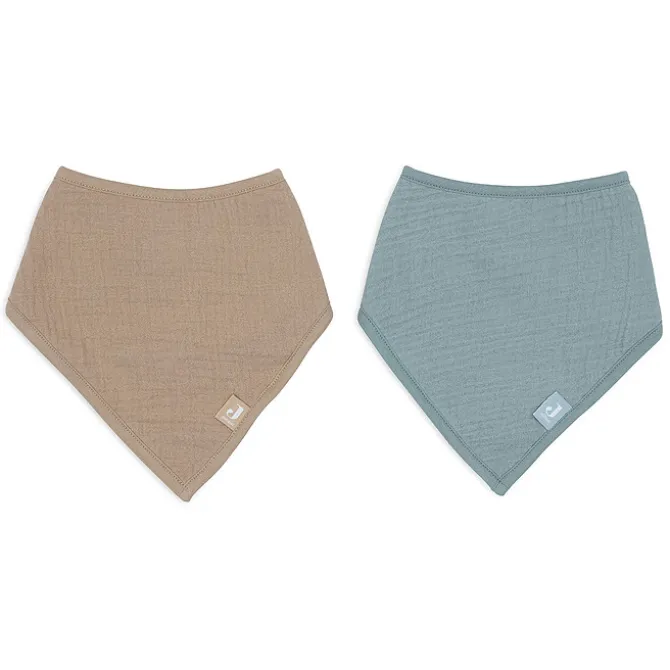 Jollein Lot de 2 Bavoirs Bandana Gaze de Coton - Sea Green & Biscuit